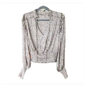 Grade and Gather Leopard Satin Blouse